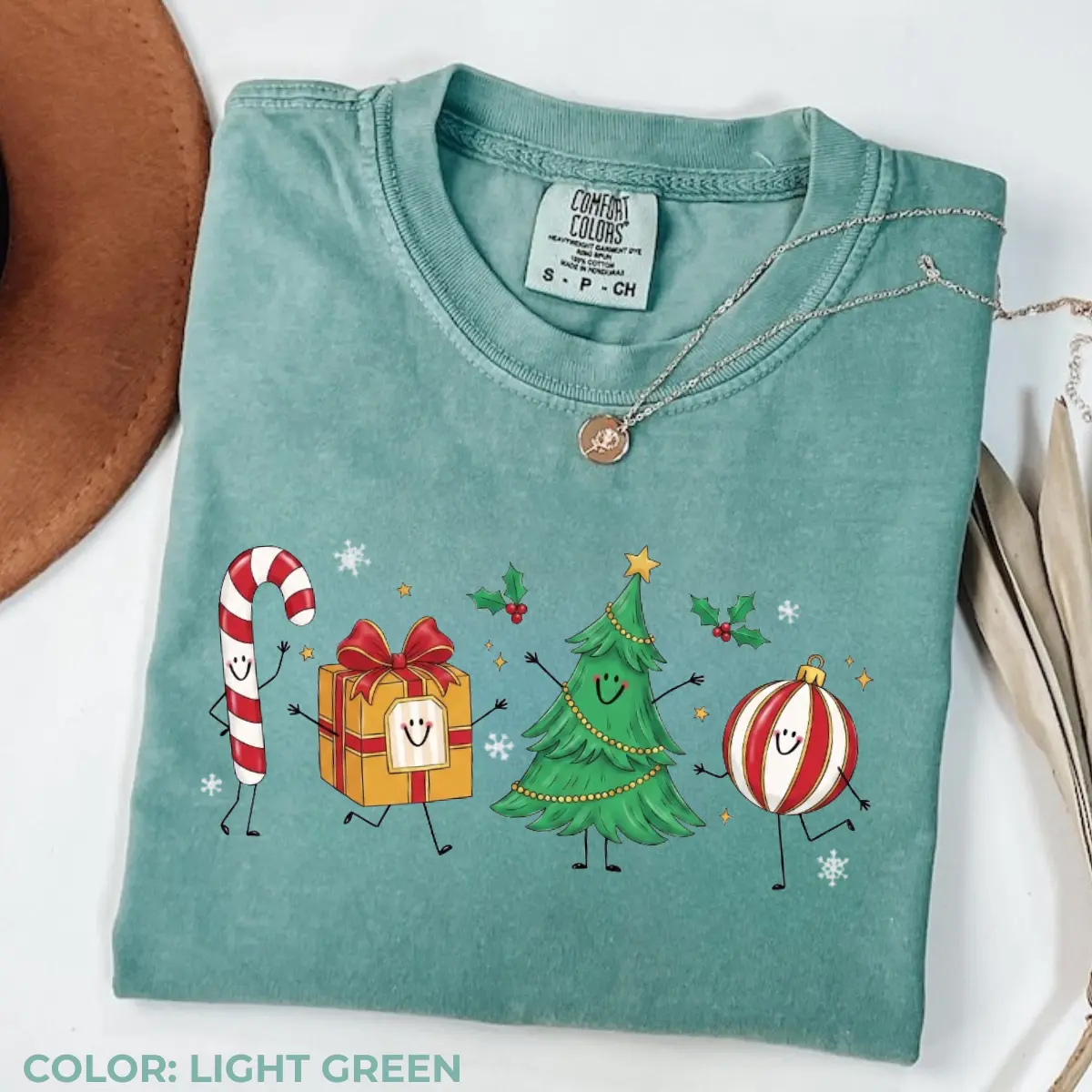 Comfort Colors Cute Christmas Characters Shirt, Happy Smiling Doodles Graphic Tee, Funny Festive Holiday T-Shirt, Retro Christmas Apparel