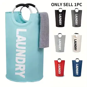Large Fabric Laundry Basket, 1 Count Collapsible Laundry Bag, Freestanding Tall Clothes Hamper, Foldable Washing Bin, Laundry Organizer for Home Bathroom Laundry Room