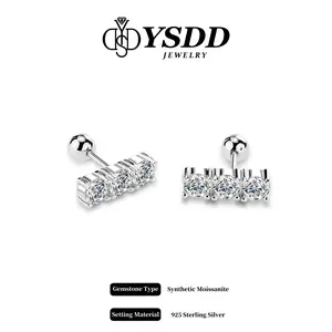 【#171 TODAY ONLY】Screw Back 3-Stone Minimalist 1.1CT Synthetic Moissanite Ear Studs in 925 Sterling Silver