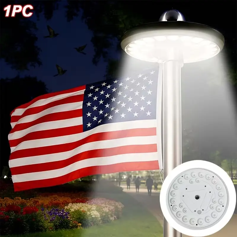 Outdoor Solar Flag Pole Lights - Solar Outdoor Lights, Waterproof Durable Flag Lamp with Auto Dusk-to-Dawn Glow, Includes Cells for Illumination for Camping Users, Home Patio Decor