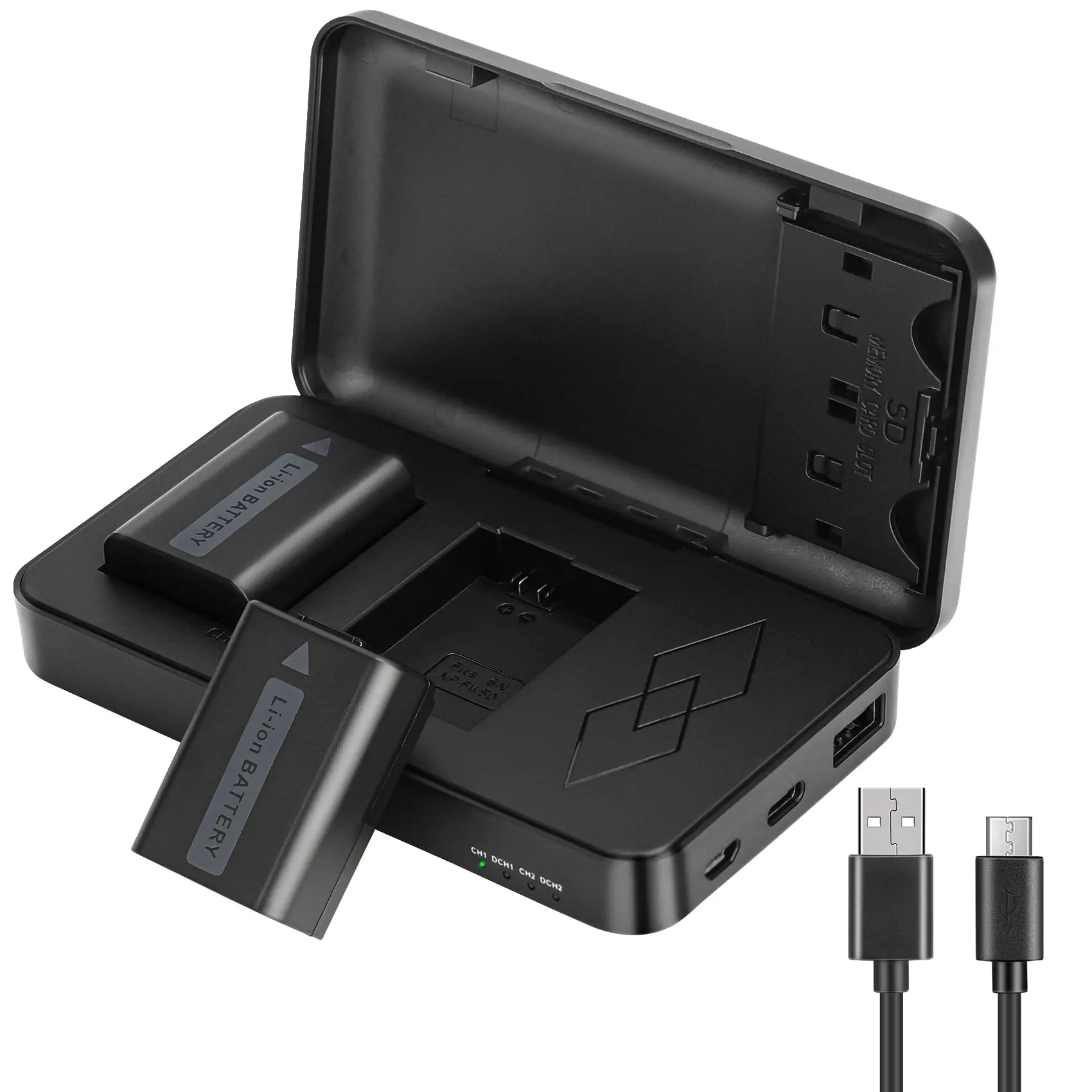 JYJZPB A6000 NP-FW50 Replacement Battery Charger Set Compatible for Sony Alpha A6400 ZV-E10 A7II A5100 A6500 A6300 A6100 A7 A7RII A7SII A7S A7S2 A7R A7R2 Camera Battery Charger Case with Dual Channel Durable Camera Accessory