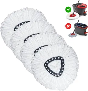 Spin Mop Replacement Heads – 4-Pack Spin Mop Refill Compatible with O-Cedar Easy Wring Spin Mop – High-Absorbent Microfiber Mop Head Replacement – Mop Refills for Easy Floor Cleaning