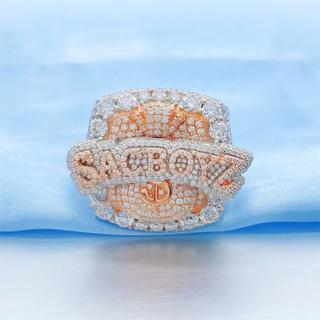 Luxury chilled personalized hip-hop boutique jewelry men's chilled champion ring genuine VVS silicon diamond ice-feel luxury style ring men's high-end ring, Mother's Day and Father's Day gift, large party wearing accessory