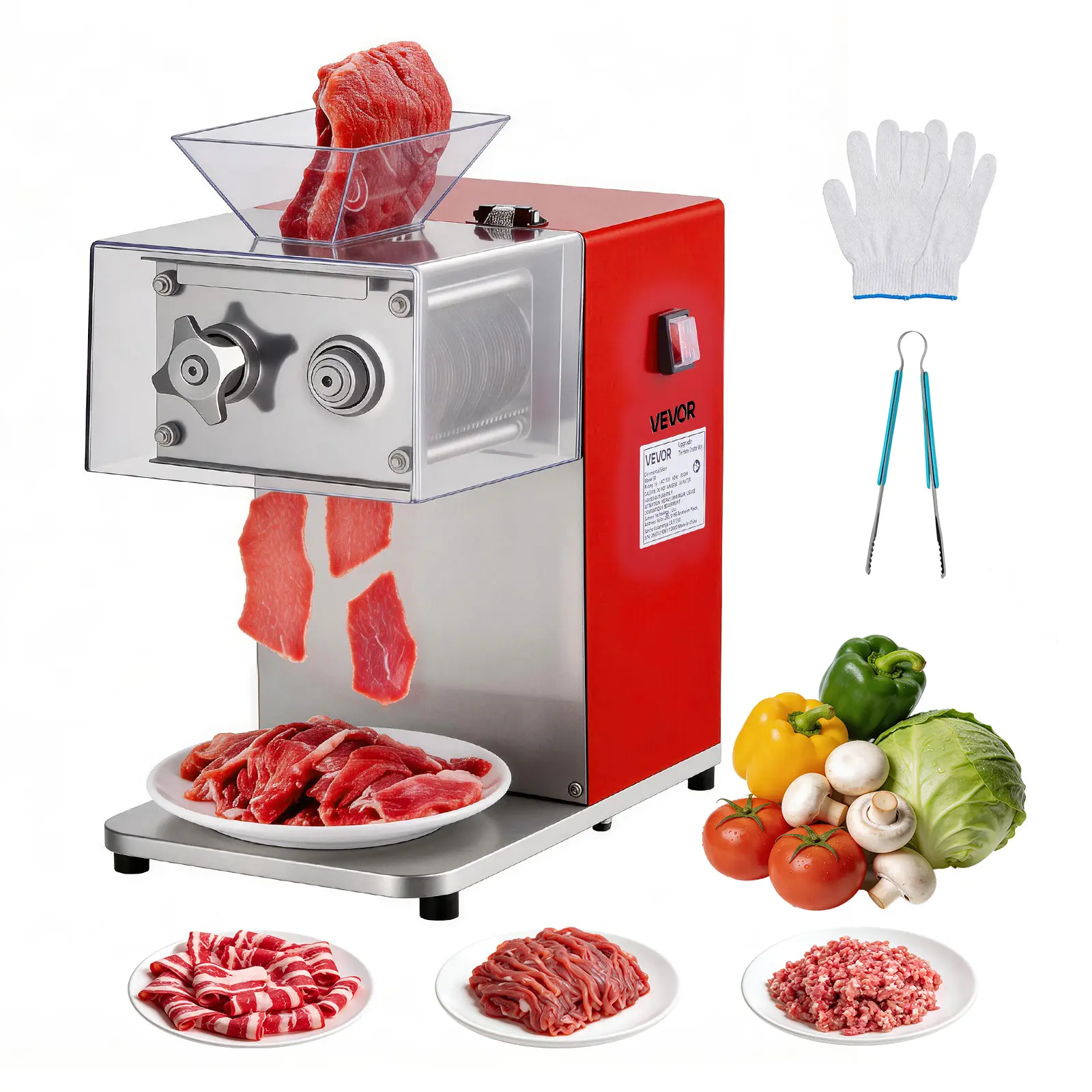 【Summerfinds】VEVOR Meat Cutting Machine, 850W Commercial Slicer, 3.5mm Heavy Duty Stainless Steel Blade Shredder for Boneless Meat Soft Vegetables, Electric Food Slicers for Kitchen Restaurant Supermarket
