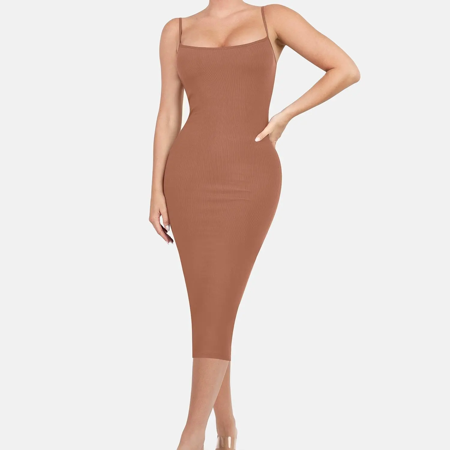 Midi Lounge Dress-Light Brown