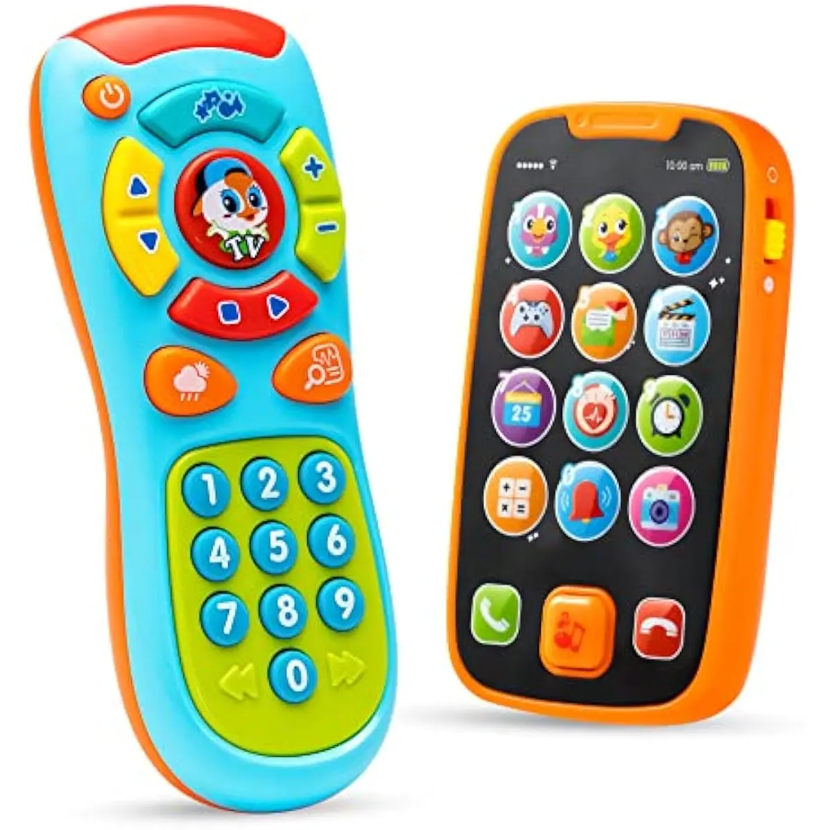 Baby Learning Phone and Remote Toy for Toddler, Fun Smartphone Toys with Music for Infants, Boys or Girls, Holiday Stocking Stuffers, Kids Birthday Gift