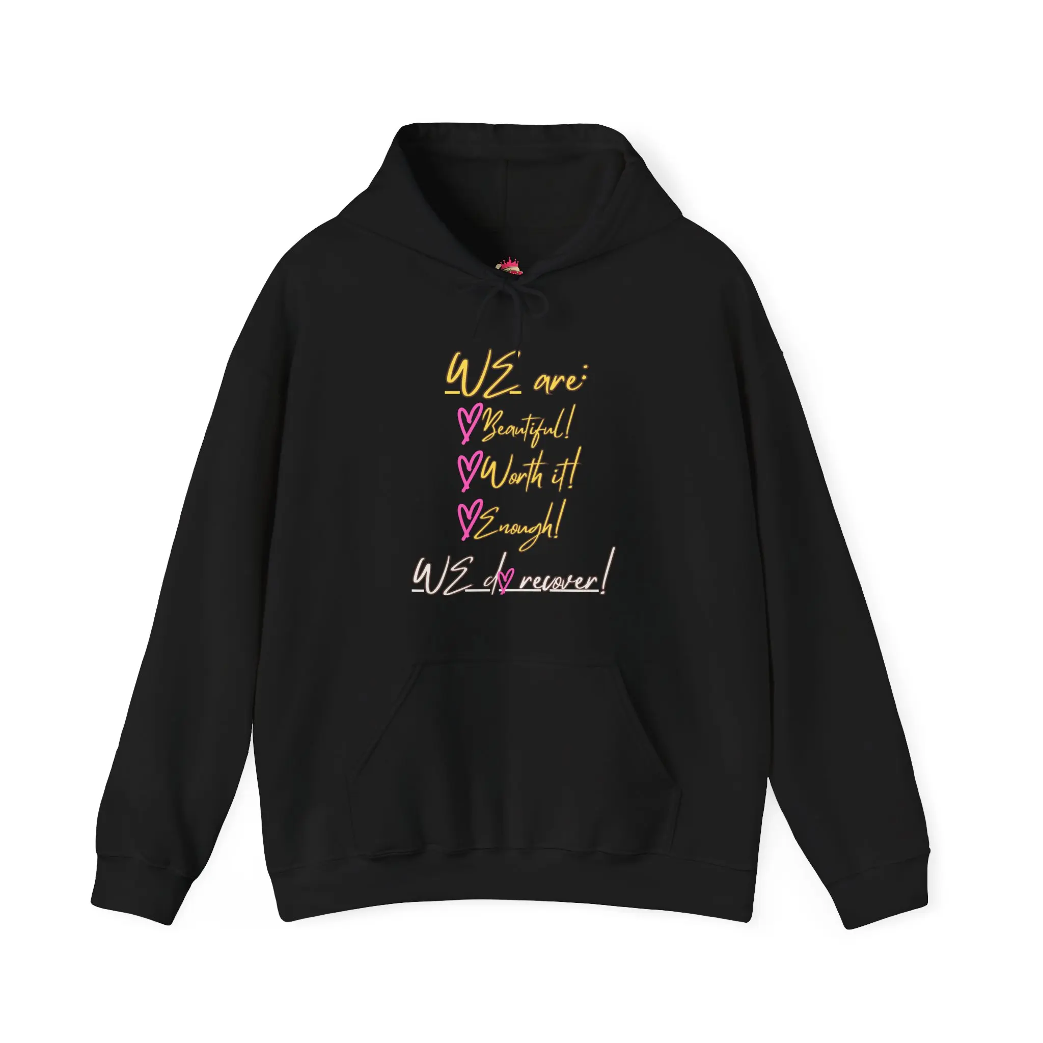 Wealthy Mindsets Positive Affirmations Hoodie — Positive Pink & Yellow 'Wealthy Mindsets' Ladies Collection