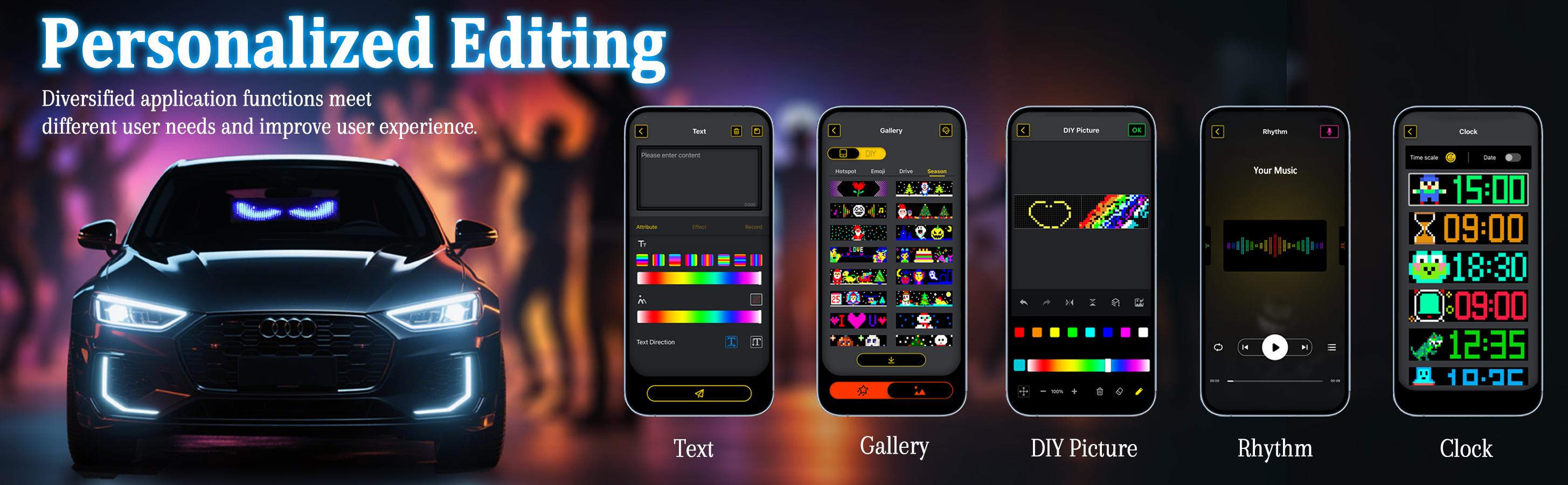 DIBMS 2 PCS Devil eyes For Vehicle, Truck, LED Matrix Panel, LED Sign For Car: Programmable, Bluetooth APP Control,Wireless APP-Controlled Scrolling LED Screen, Dynamic USB-Powered LED Display Screen