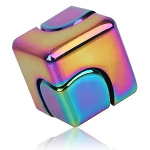 Alloy 2 in 1 Fidget Spinner Infinity Cube Spinning Rubik's Cube Handheld EDC Sensory Toy Stress Relief Anti Anxiety Focus Tool for ADHD Adults Teens Office Desk Novelty Gift Stocking Stuffers Easter Christmas