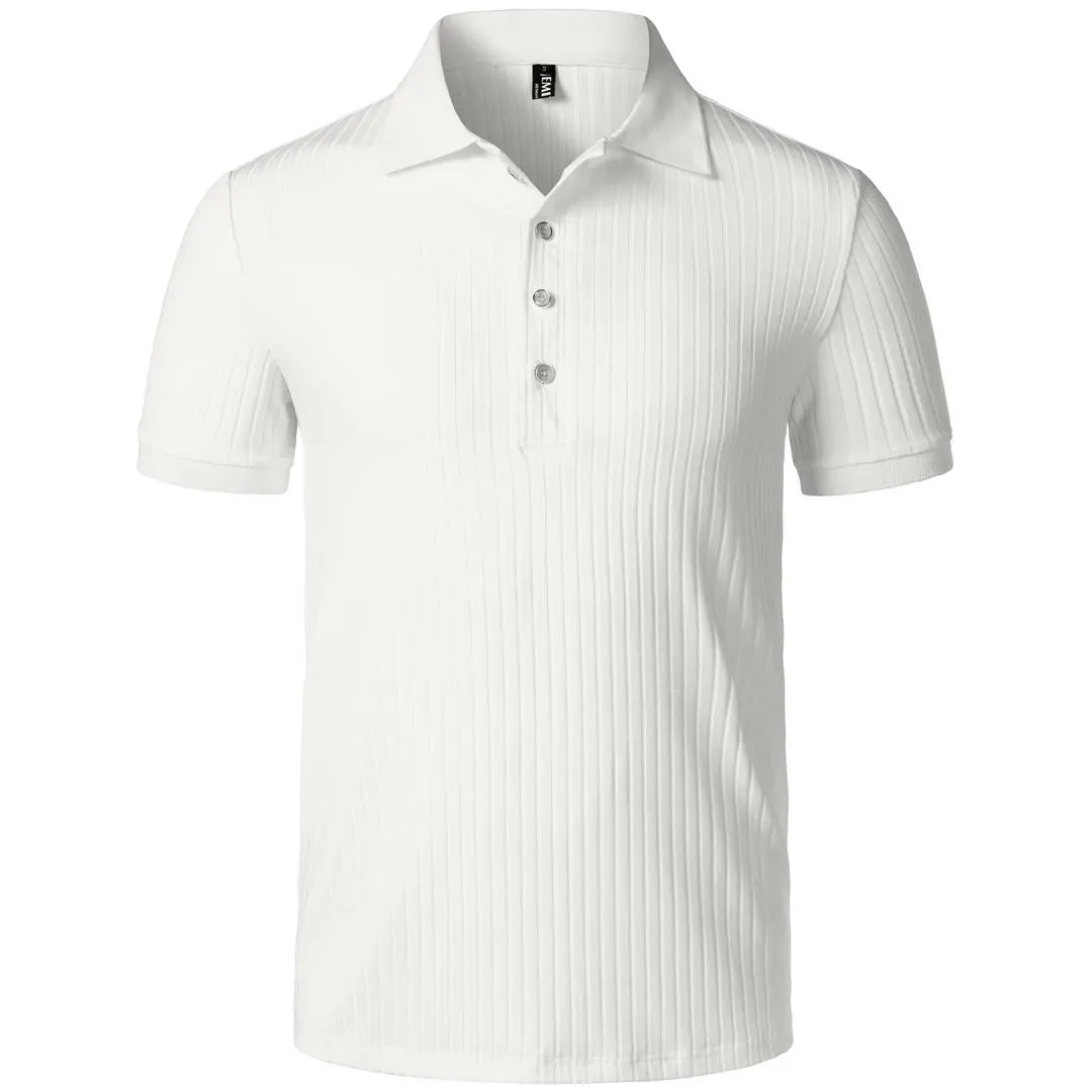 JEMITOP Men's Slim Fit Polo Shirt, Striped Stretch Knit Golf Top, Short Sleeve Breathable & Wrinkle-Resistant for Work, Breathable Wear, Fitted, Athletic, Do Not Iron, Flattering Fit,clothes for back to school,first day of school outfits