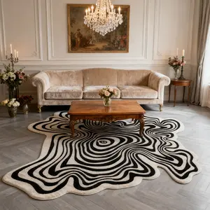 Unusual Creative Swirl Pattern Carpet, Soft Non-Slip Washable Rug, Irregular Bedroom Bedside Area Mat, Simple Home Decor Sofa Coffee Table Rug, Decorative Rug