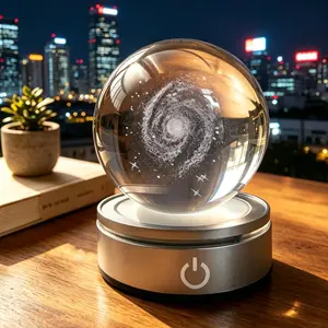 USB Galaxy Saturn Moon Crystal Ball Night Light, Ideal for Travel Camping, Astronomy Lovers, Perfect Gift for Christmas Valentine Anniversary