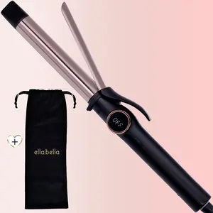 ELLA BELLA Slimline Curling Iron 1 Inch • Professional Curling Wand with Dual Voltage • Ceramic Tourmaline Coating, for Long-Lasting Curls and Reliable Styling