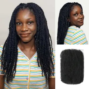 QVR Natural Black Afro kinky Bulk Hair Extensions For Braiding Dreadlock Human Hair 3 Strand Textured