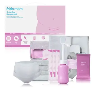 Frida Mom C-Section Recovery Kit - Postpartum Essentials for Smooth Healing & Comfort - Includes Peri Bottle, Underwear, Support Binder, Wipes, Scar Patches, Grip Socks - Perfect Gift for New Moms - Maternity