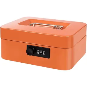 Box with  Tray and Combination Lock Metal  Box Change Lock Box for  7.87" x 6.3" x 3.54" Orange