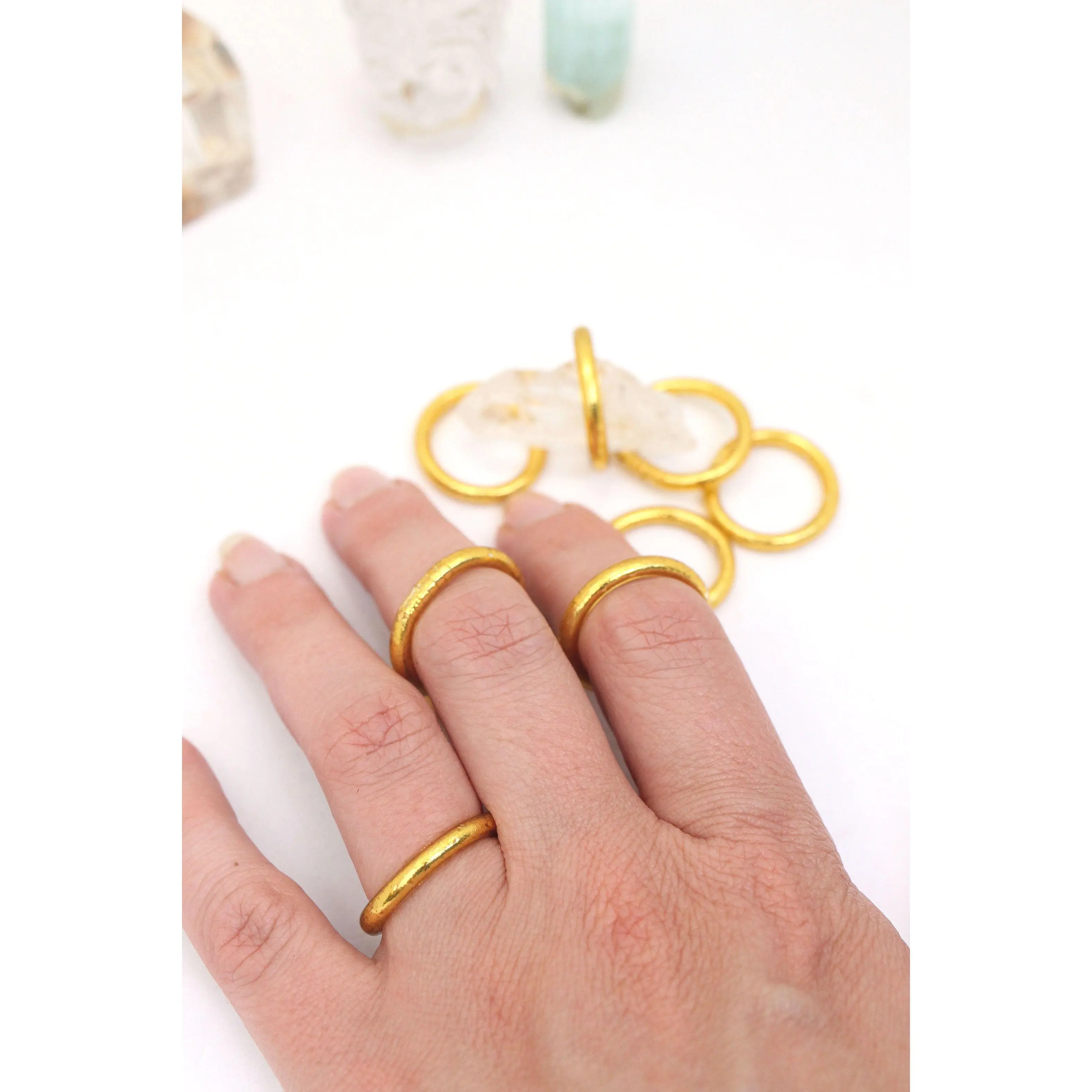 Thai Buddhist Temple Rings - Colorful Kumlai, Gold Leaf, Polycarbonate Tubing, Available in Various Sizes & Colors