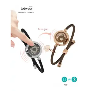 Totwoo Sun and Moon Couple Smart Sensor Vibration Luminous Couple Milanese Chain Bracelet Long Distance Relationship Gift for Daughter, Gift for Couple, Fashion Bracelet