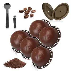 Reusable Coffee Capsule Set, 150ML/ 230ML, Fillable Filter Shell, Includes Silicone Lid, Spoon, Brush Accessories