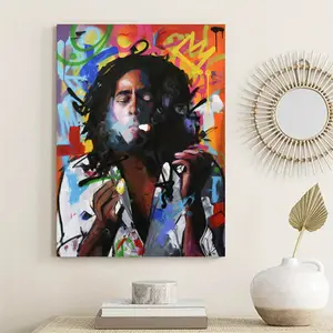 [Popular Choice] Modern Graffiti Music Singer Portrait Canvas Art Poster, Frameless Wall Decor for Living Room, Bedroom, Office - Ink on Canvas, Printed Wall Art