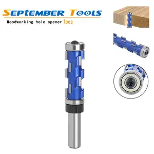 Dual Bearing Spiral Router Bit, 1/2" Shank, 12mm Carbide Flush Trim Cutter, Power Tool Accessory for 0-Tear Engraving, Cabinet Trim Work