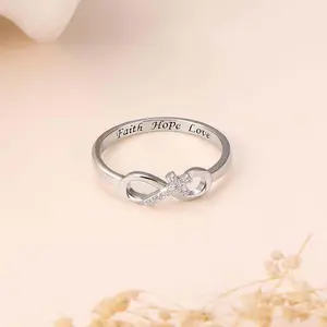 "Faith Hope Love" Infinity Cross Ring with Zircon – Couple’s Adjustable Jewelry for Men & Women, Daily or Gift Wear