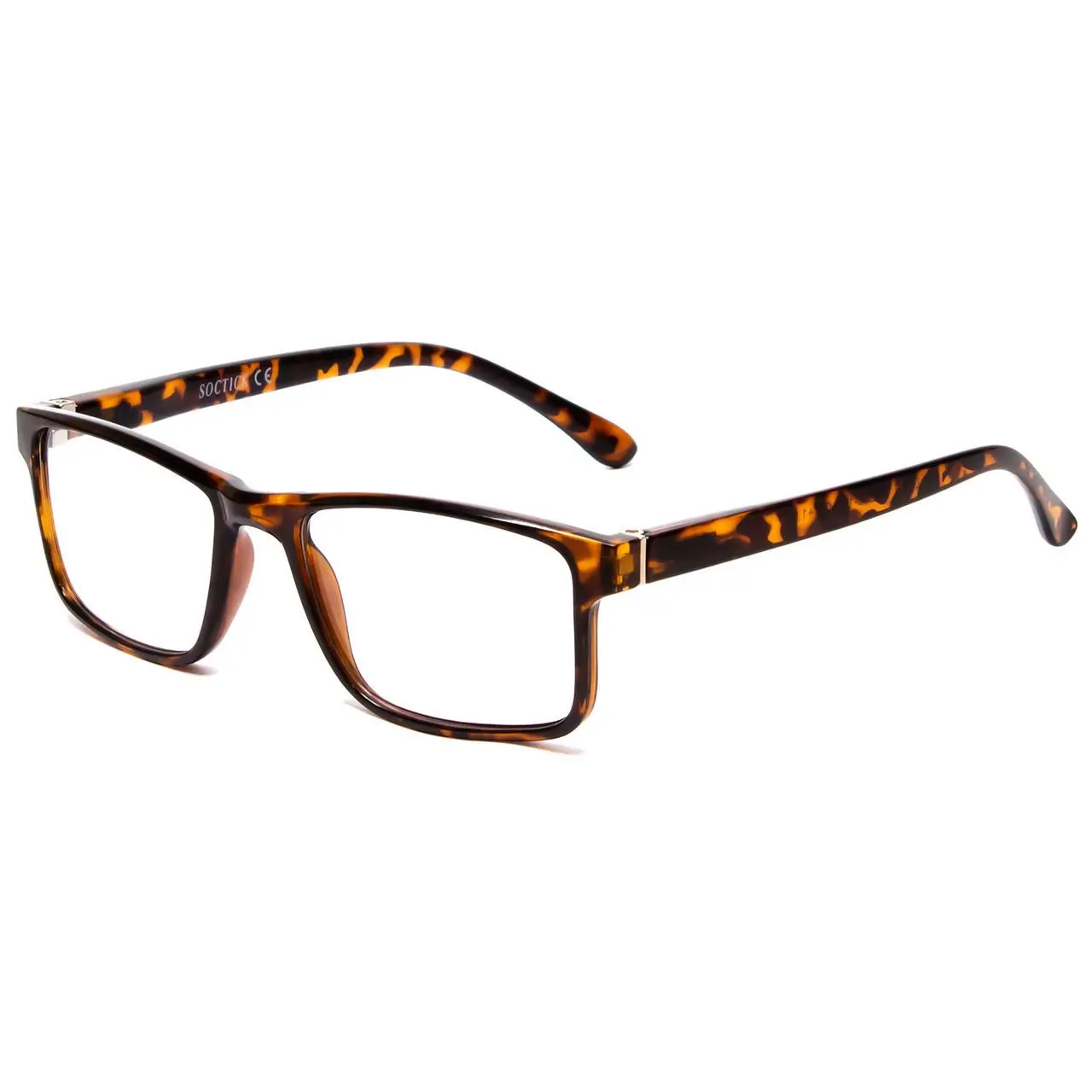 Calabria L2007 Men's Square Acetate Eyeglasses, Tortoise Brown-Gold, 54mm, with Custom Left and Right Lenses