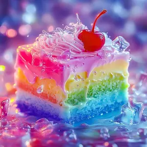 5D DIY Full Drill Round Diamond Painting - Diamond Art Kit Rainbow Cake, Cherry, Sparkling Mosaic, Canvas - DIY Decorative Painting, Home Wall Decor, Perfect for Halloween and Christmas, Independence Day, Birthdays, and Anniversary Gifts.