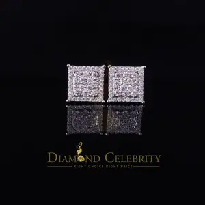 Diamond Celebrity's Men's/Womens 925 Silver White 1.25ct VVS 'D' Moissanite Stone Square Earrings