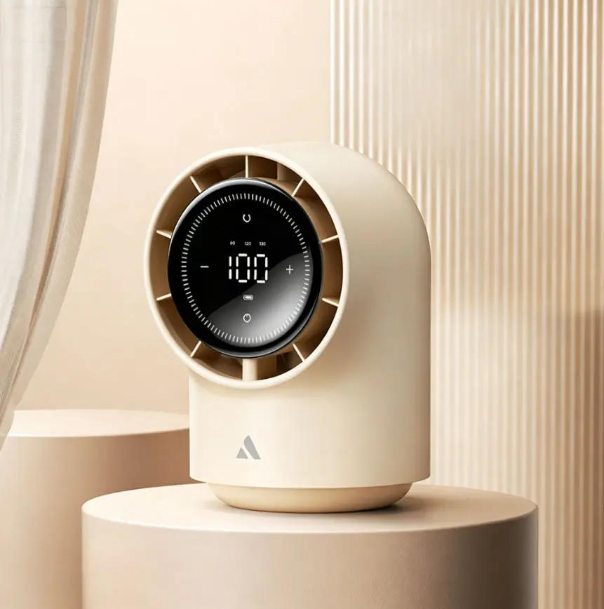Desktop silent fan, high-speed bladeless fan for offices, dormitories, and households. Touch control console fan, 100 speed levels for silent operation. Bedroom digital display screen. Small desktop fan suitable for bedrooms, bedside, offices, and travel.