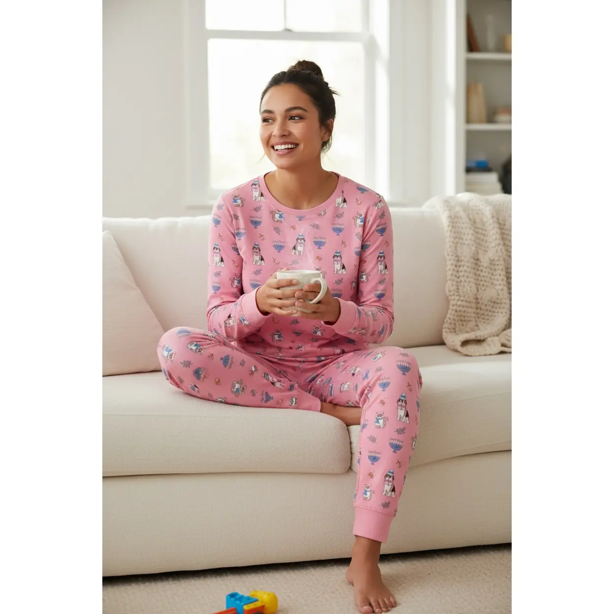 Hanukkah Pets (Women's Long Sleeve PJ) - Pink
