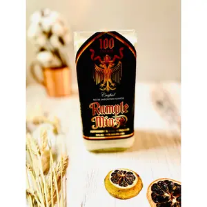 Rumplemintz Bottle Candle Peppermint Vanilla Scented Soy Wax Natural Cotton Wick