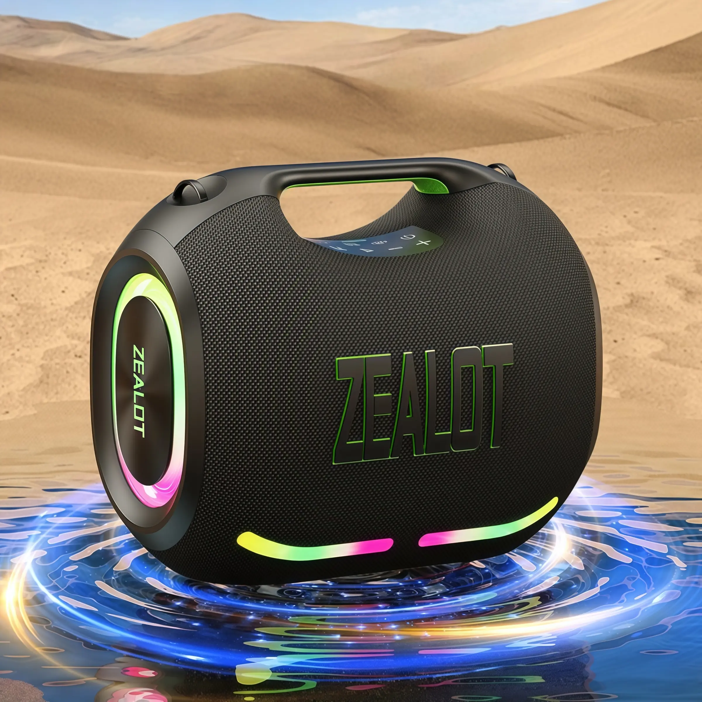 Zealot Portable Wireless Bluetooth-compatible Speaker,120W Waterproof Outdoor Stereo Sound, 24000mah Fast Charging, RGB Lights, Home/Party Use., Portable Subwoofer
