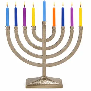 Rite Lite Aluminum Hammered Menorah - Hanukkah Decorative Candle Holder, Home Decor Accent, Ideal Gift for Holiday Celebrations