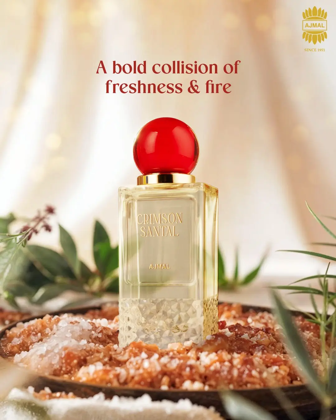 Ajmal Crimson Santal by Ajmal - Chypre Woody Leather Eau de Parfum for Adults - 3.4 fl oz (100 ml) - Italian Bergamot, Floral & Neroli Notes in Liquid