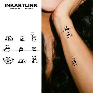 INKARTLINK Tattoo Tech, 2 Sheets Semi-Permanent Temporary Tattoos, Small Panda, Adult Art Design,Lasts 1-2 Weeks, Waterproof, Realistic Look, No Adhesive, No Reflection,For Man And Woman,Ideal for Swimming, Party