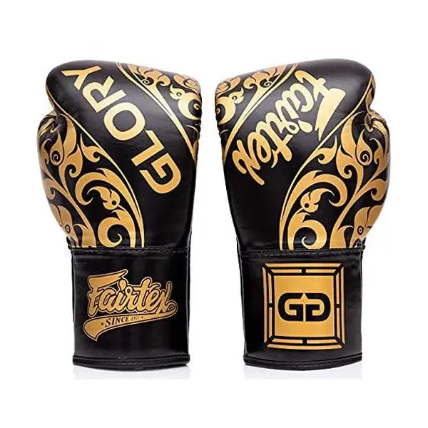 Fairtex Glory BGLG2 Laced-Up Combat Sports Gloves, Premium Authentic Leather Boxing Gloves for Training & Kickboxing, Martial Arts Style Sports Gloves