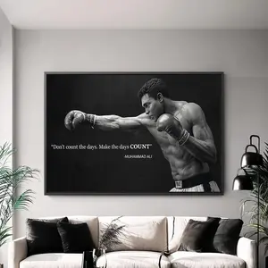 Muhammad Ali Motivation Poster Print, Vintage Boxing Art Print, Champion Quote Wall Decor, Inspirational Sports Wall Art for Gym Home Office Decor, Perfect Gift for Him, UNFRAMED