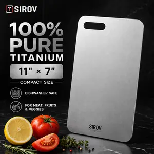 [HUGE SAVINGS] Sirov Small Titanium Cutting Board, 11"×7" Non-Toxic Metal Chopping Board for Meat, Fruit and Vegetables, Dishwasher Safe