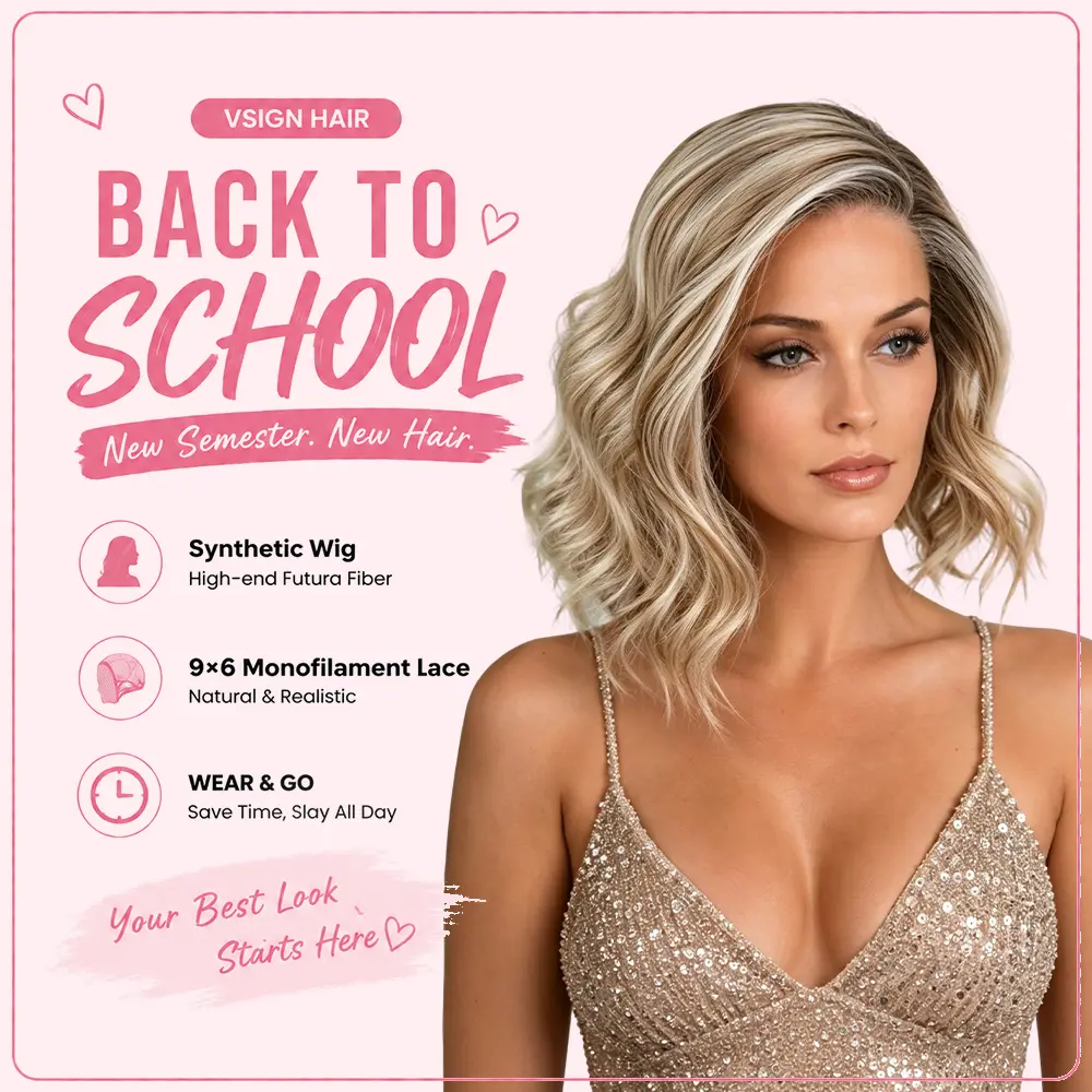 [Sherry] VSIGN Mono Top Short Wave Ash Honey Blonde Highlight Scandinavian Hairline 9×6 Full Monofilament Lace Hand Tied Top Wig Bendy Ear Tabs Velcro Adjustment Air Cap Glueless Lace Front Wig Synthetic Heat Resistant Fiber Summer Vibes
