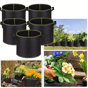 5 Packs 3 Gallon Grow Bags Heavy Duty 300G Thickened Nonwoven Fabric Pots Plant Grow Bags with Handles,for Low Stress Plant Training Fruits, Vegetables, and Flowers