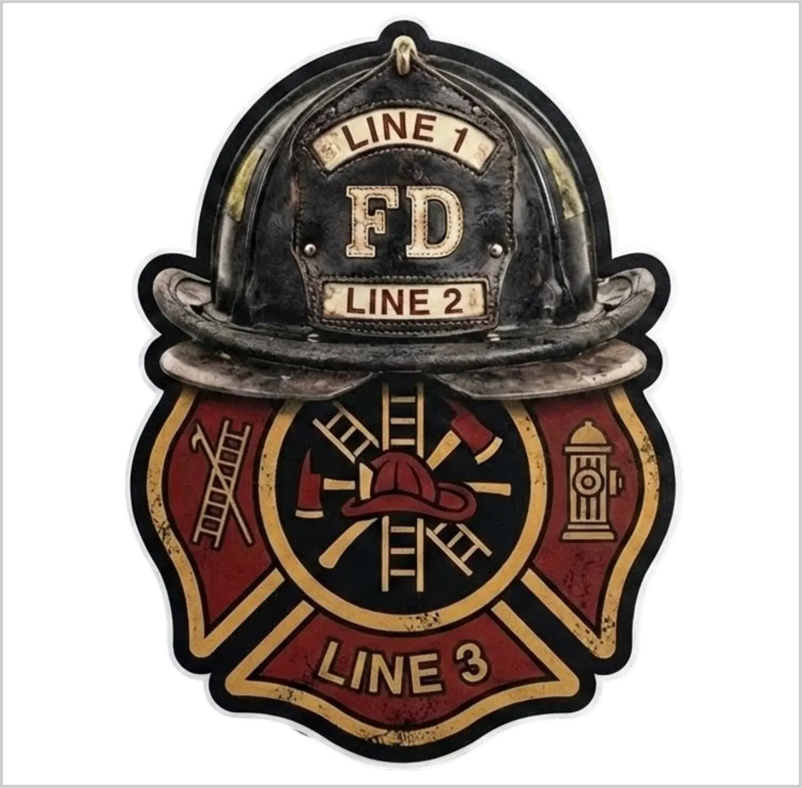 Customizable Firefighter Maltese Cross Stickers - Car Exterior Helmet Stickers or Custom-Made Helmet Decals for Automotive & Motorcycle Use