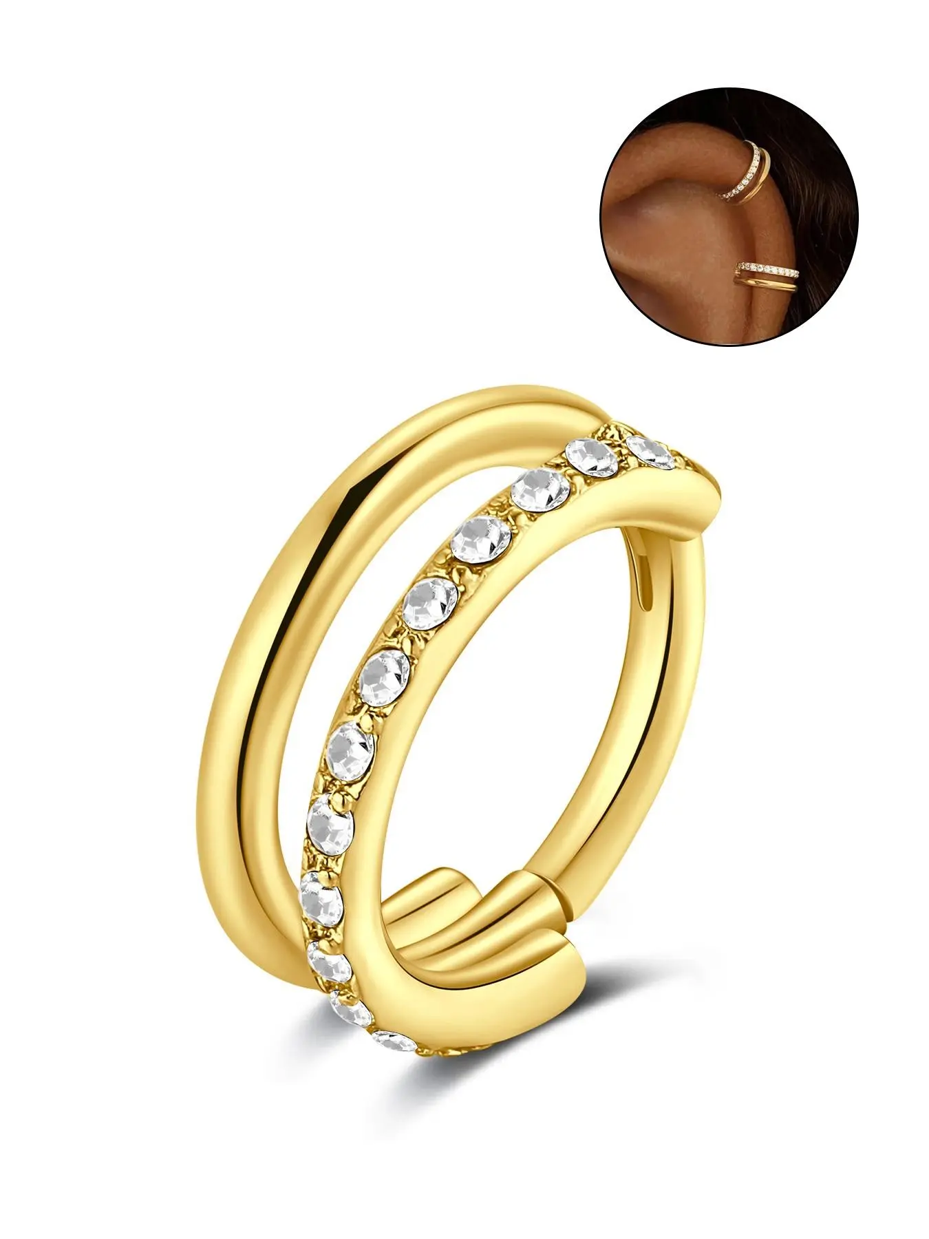 Cartilage Earring Double Hoop Septum Rings Hypoallergenic Nose Ring Hoops Hinged Segment Clicker Lip Rings Helix Rook Daith Tragus Earrings Hoop Conch Piercing Jewelry Helix Pierced Ring 16G 8mm