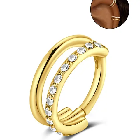 Cartilage Earring Double Hoop Septum Rings Hypoallergenic Nose Ring Hoops Hinged Segment Clicker Lip Rings Helix Rook Daith Tragus Earrings Hoop Conch Piercing Jewelry Helix Pierced Ring 16G 8mm