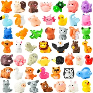 50 Pcs Mini Resin Tiny Animal Figurines Miniature Small Figures to Hide for Micro Fairy Party Favors Garden Landscape Accessories Dollhouse Crafts Decor