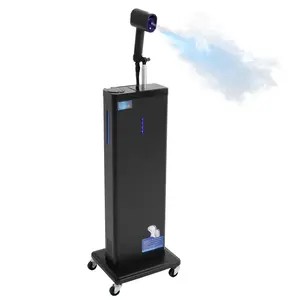 CNCEST Nano Hair Steamer for Deep Conditioning - Standing Hair Steamer with Negative Ion Blue Light & Smart Heating Functions - Black Metal Free Standing Unit
