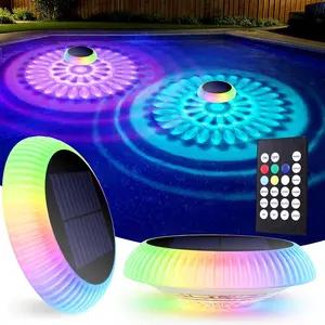 BrizLabs 2-Pack 6.4in RGB Color Changing Floating Pool Lights, IP67 Waterproof Top & Bottom Glow LED Lights with Remote Ctrl, for Fountain, Spa,summervibes
