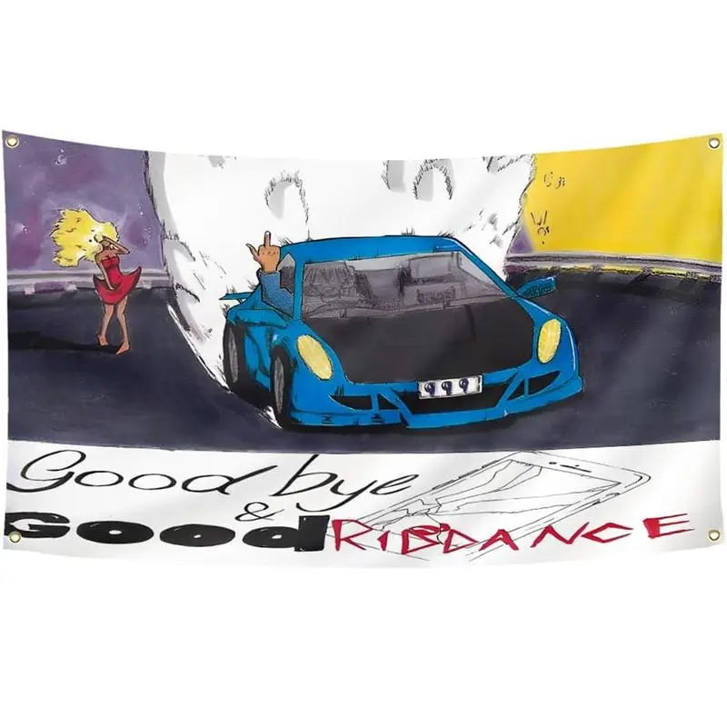 3x5 Ft Rap Theme Hanging Wall Tapestry - Hip Hop Art Print, Strengthened Edges, Double-Stitched, Goodbye and Good Riddance Design, Home Supplies for College Dorm Room Decorations, Indoor/Outdoor Decoration