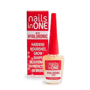 Nails In One Nail Hardener with Hyaluronic Acid & UV Protection 12ml Fortalecedor de Uñas for Stronger Smoother Nails Moisturize Reduce Breakage Dryness