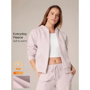 GLOWMODE Everyday Fleece Regular Zippered Long-Sleeve Hoodie Sweatshirt Jacket With Kangaroo Pocket Daily Casual Fall Winter